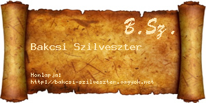 Bakcsi Szilveszter névjegykártya